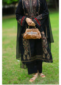 SMT W735-Embroidered 3pc Marina Dress With Embroidered Chiffon Dupatta