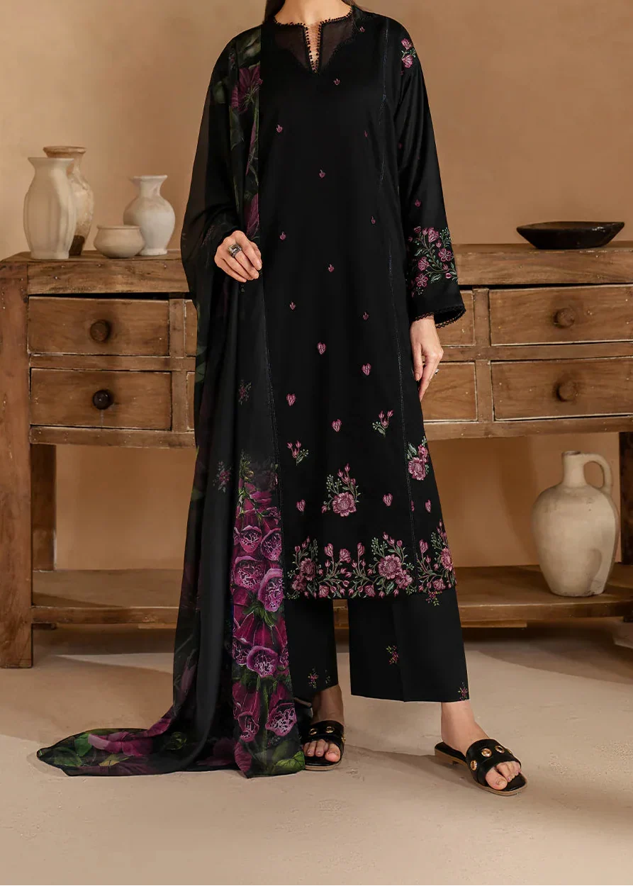 SMT Z-(S1456) - Stitched Embroidered 3pc Lawn Dress With Printed Lawn Dupatta.