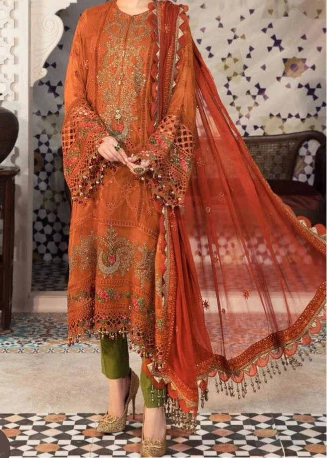 SMT W778 - Embroidered Sequence 3pc Marina Dress With Embroidered Sequence Chiffon Dupatta.