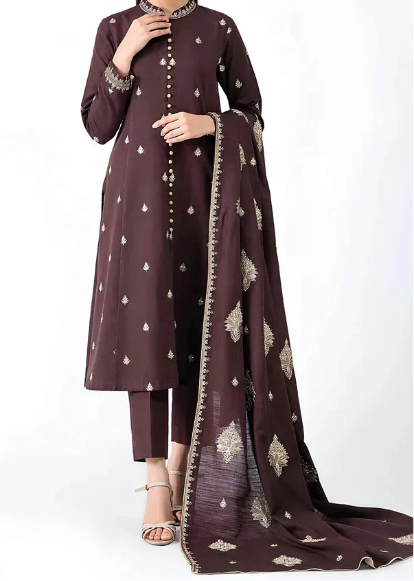 SMT Z-(W905) - Stitched Embroidered 3pc Marina Dress With Embroidered Marina Shawl.