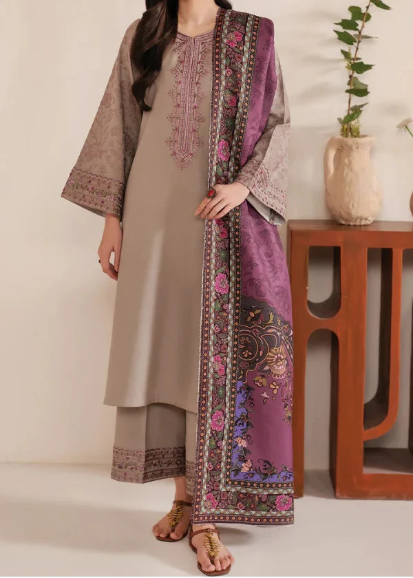 SMT W755 - Embroidered 3pc Marina Dress With Printed Shawl.