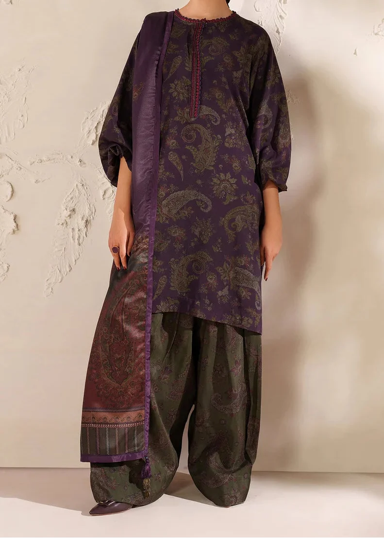 SMT W840 - Digital Printed 3pc Karandi Dress With Digital Printed Karandi Shawl.