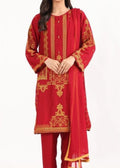 SMT W651-Embroidered 3pc Linen Dress with Embroidered Chiffon Dupatta.