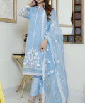 SMT S524-Embroidered 3pc organza dress with Embroidered organza duppata.
