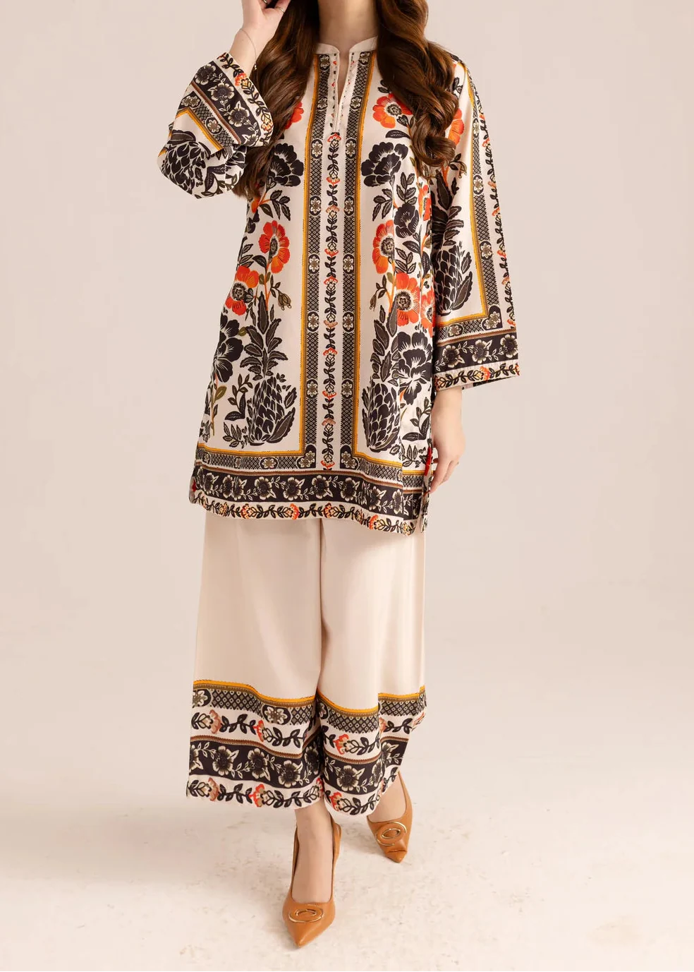 SMT W966- Digital Printed 2pc Karandi Dress.
