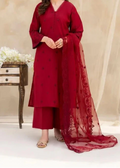 SMT S1225-Embroidered 3pc CHIKANKARI Lawn Dress With Embroidered Organza Dupatta.