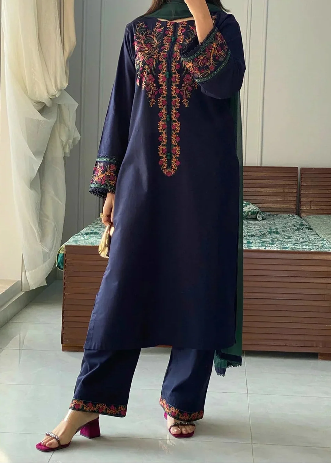 SMT W942- Embroidered 2PC Khaddar Dress.