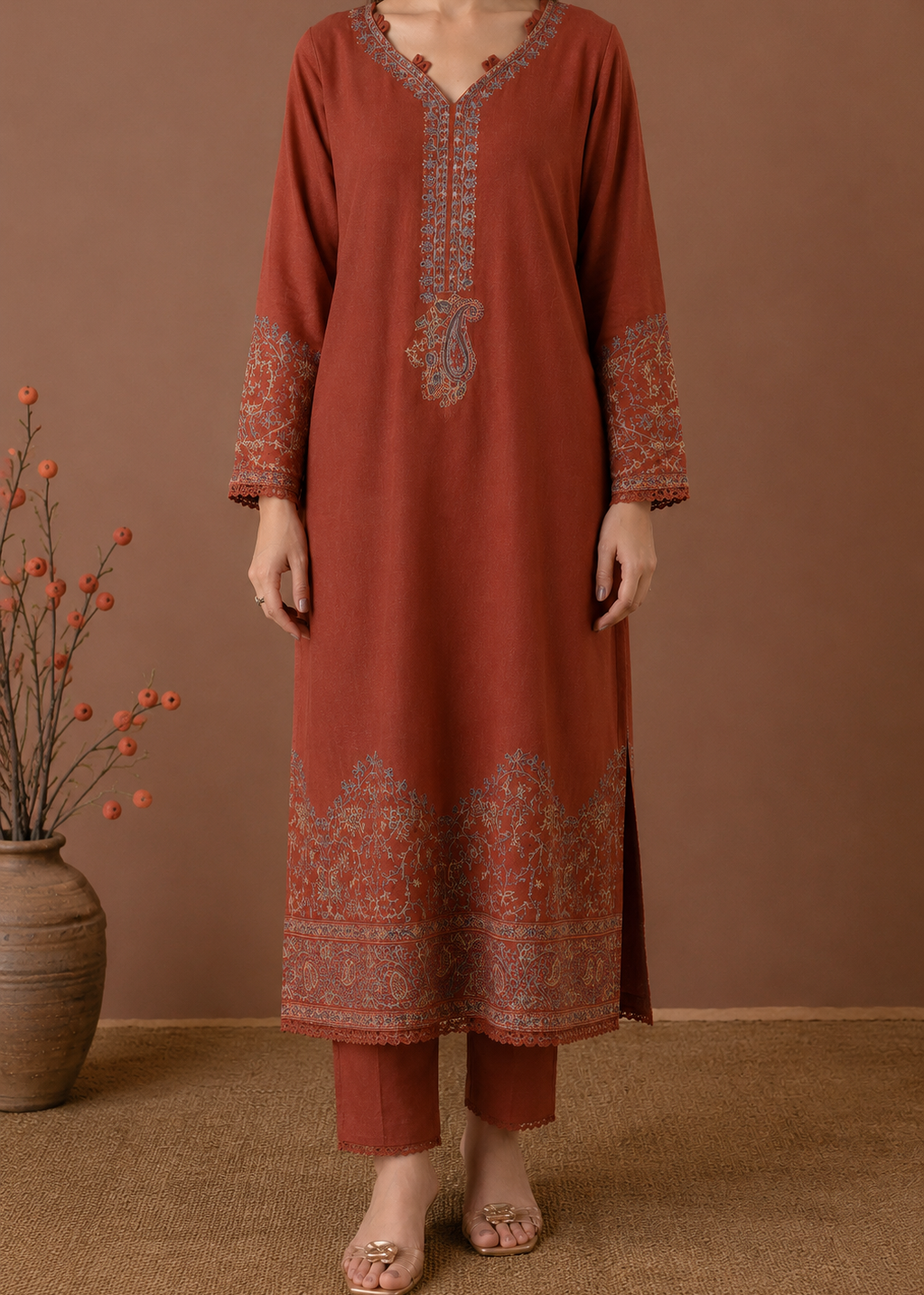 SMT S1522 -Embroidered 2pc lawn dress.