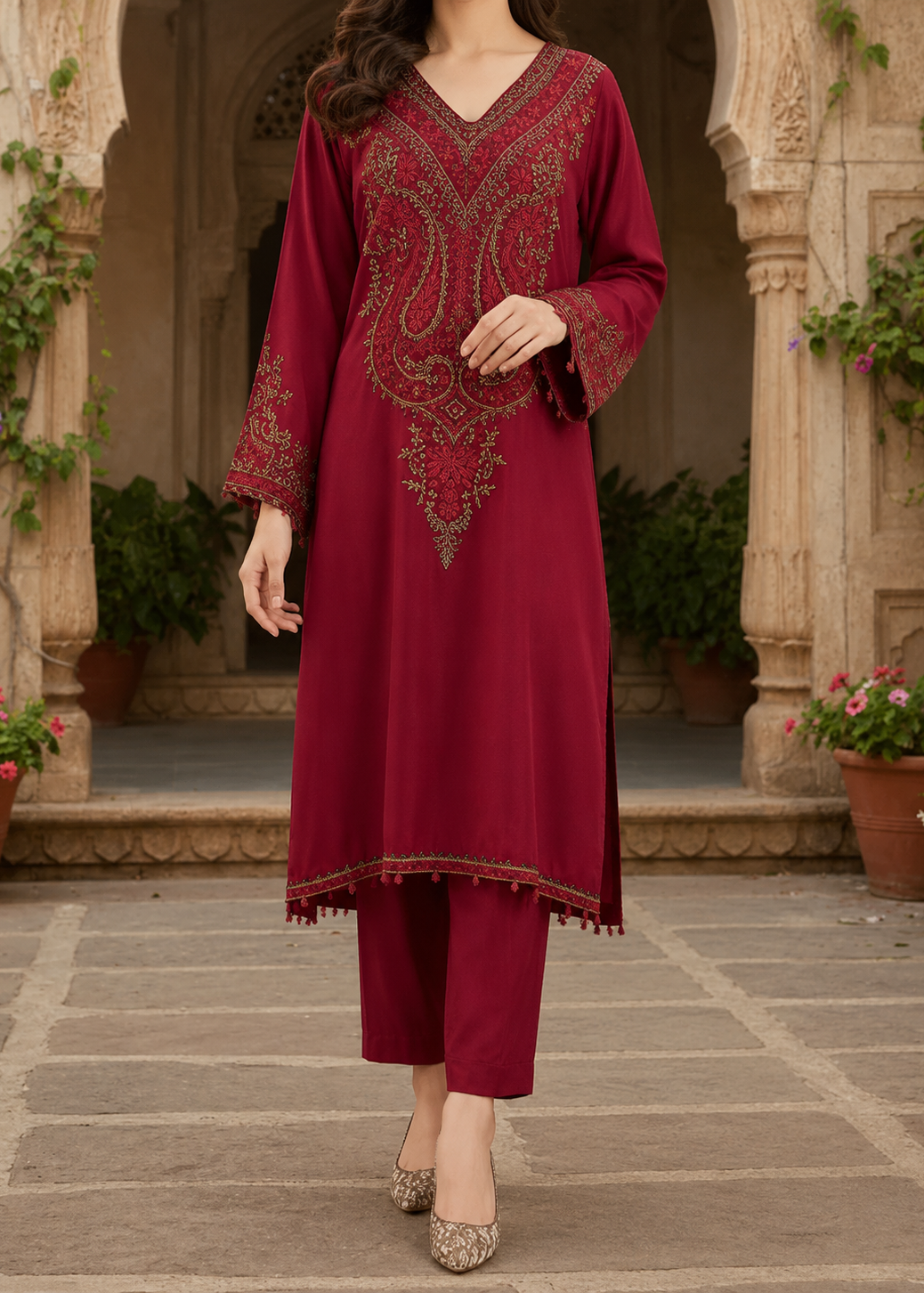 SMT S1523 -Embroidered 2pc lawn dress.