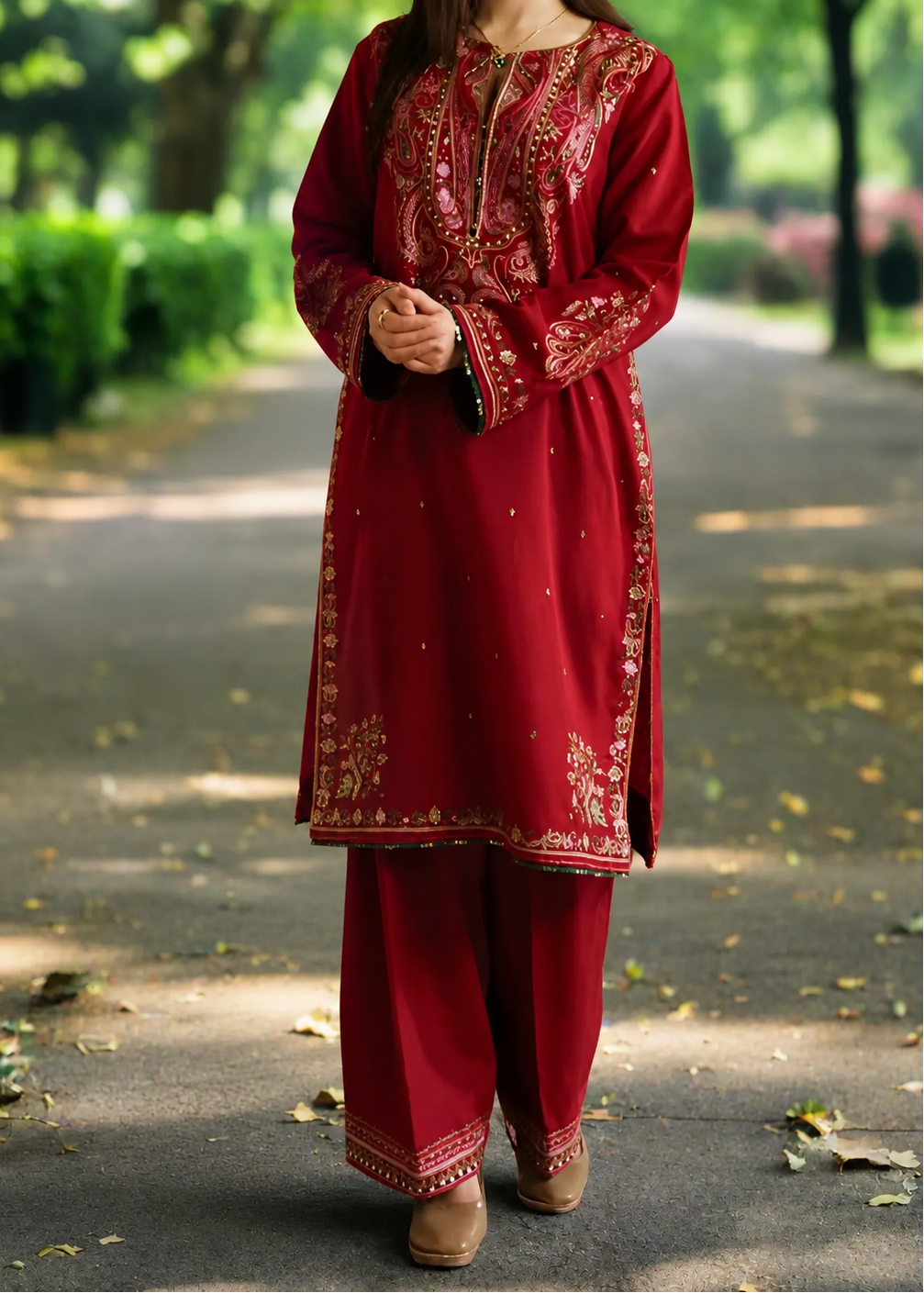 SMT W1023- Embroidered 2PC Khaddar Dress.