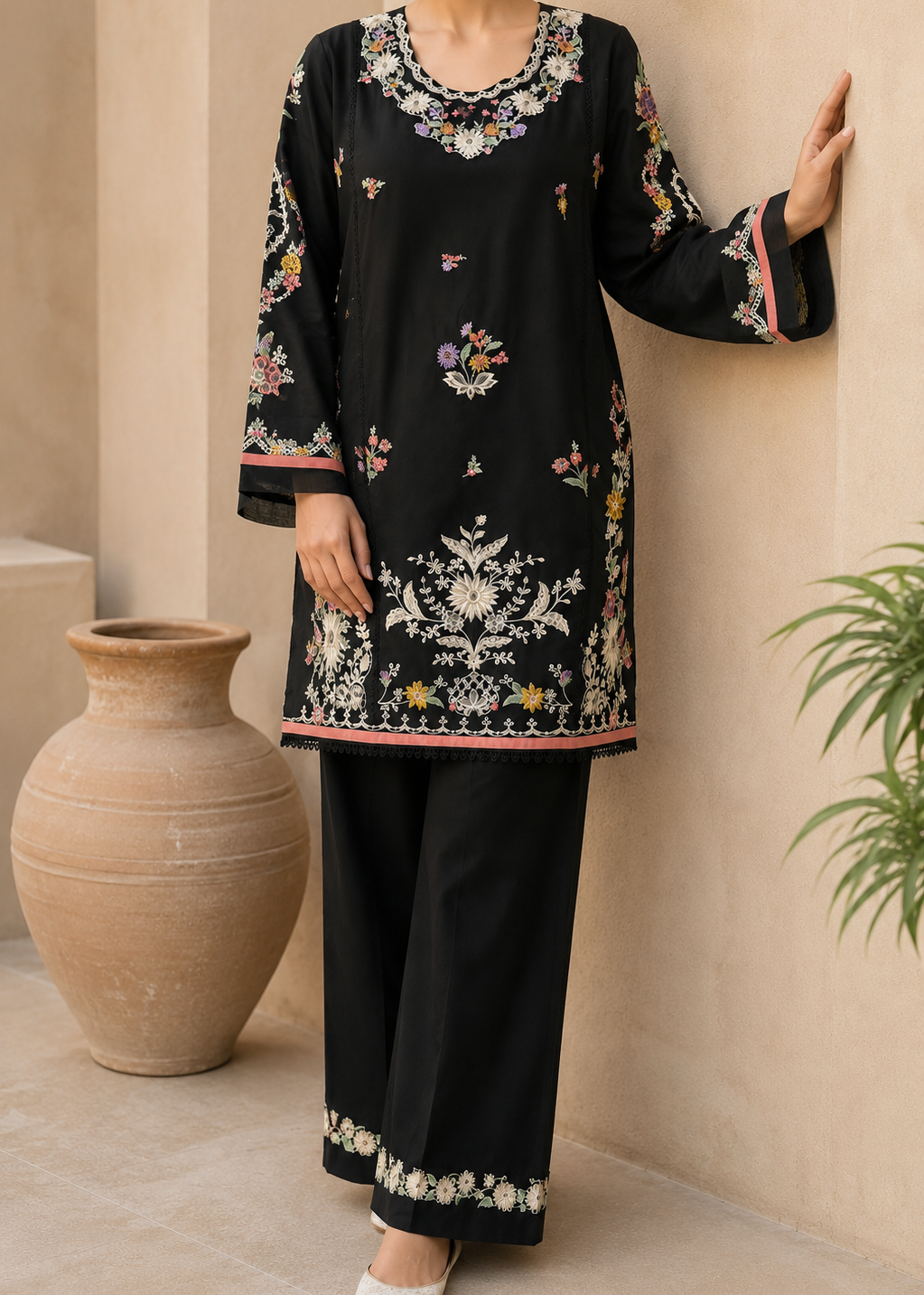 SMT Z-(Shanaya) - Stitched Embroidered 2pc lawn dress