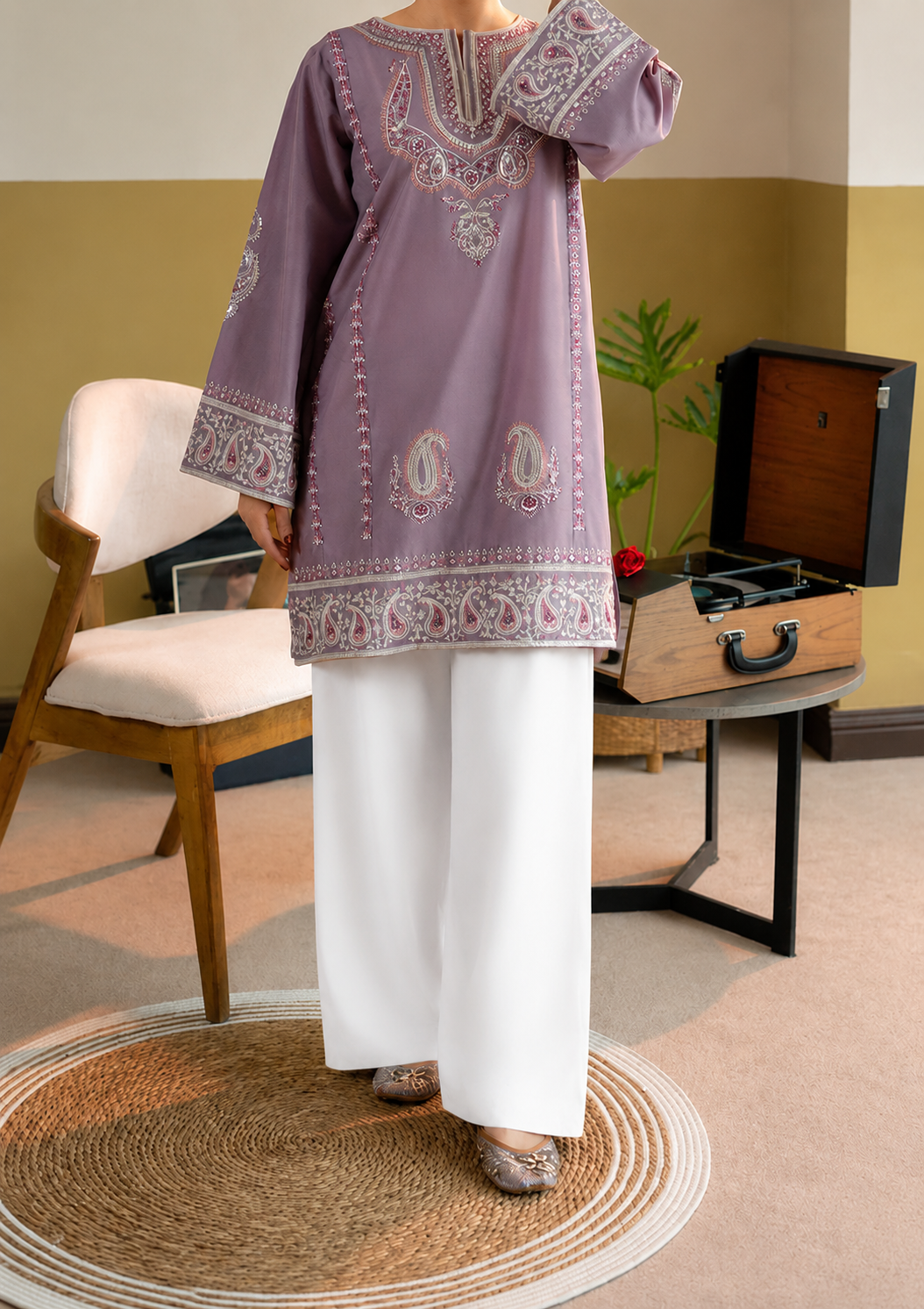 SMT S1477 - Embroidered 2pc lawn dress.