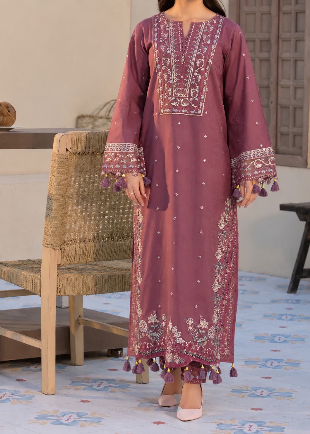 SMT S1480 - Embroidered 2pc lawn dress.