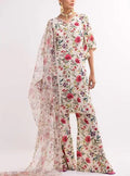 SMT S491-Printed 3pc lawn dress with Printed organza dupatta.