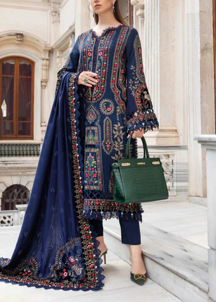 SMT W615-Embroidered 3pc Marina Dress With Embroidered Shawl.