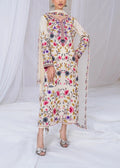 SMT S879-Embroidered 3pc Lawn Dress with Embroidered Munar Dupatta.