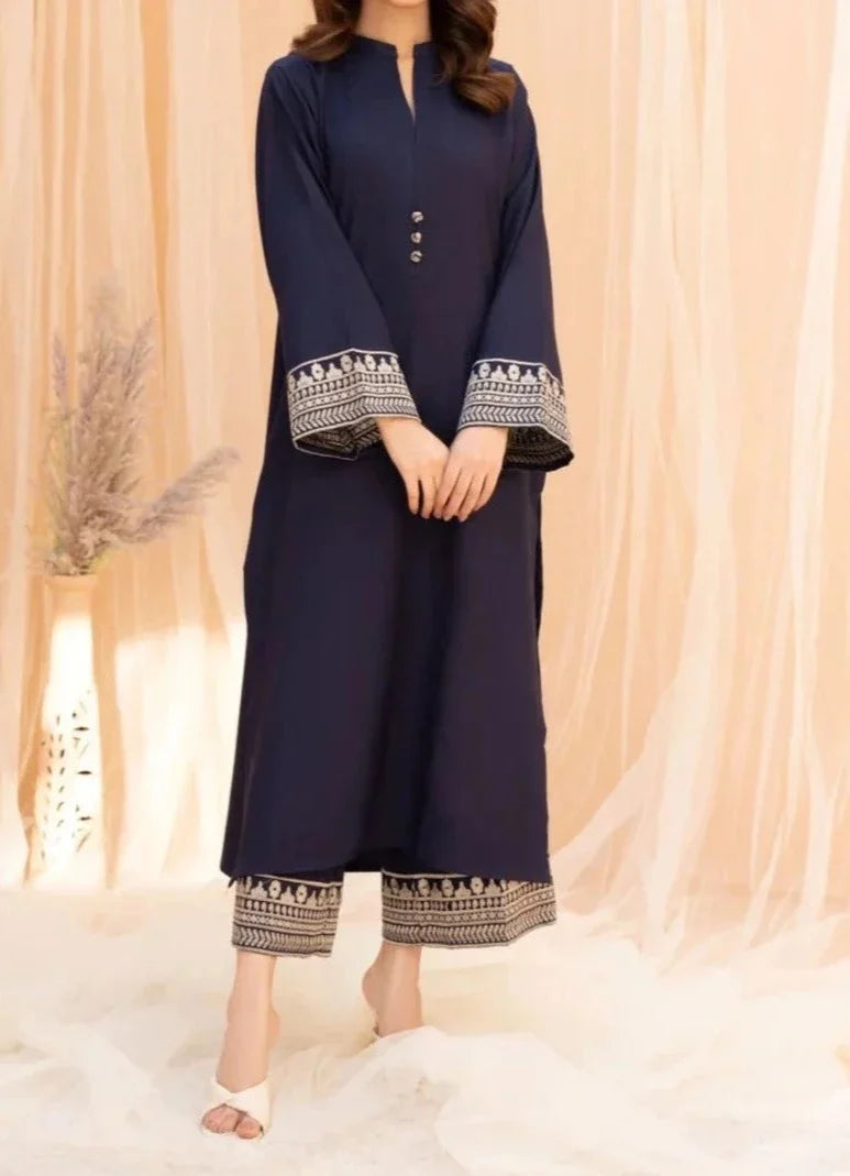 SMT W369-Embroidered 2pc khaddar dress