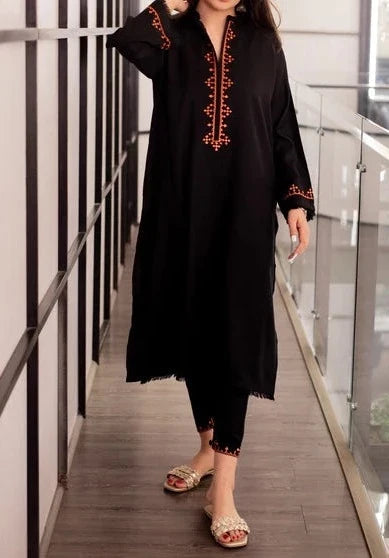 SMT W318-Embroidered 2pc khaddar dress