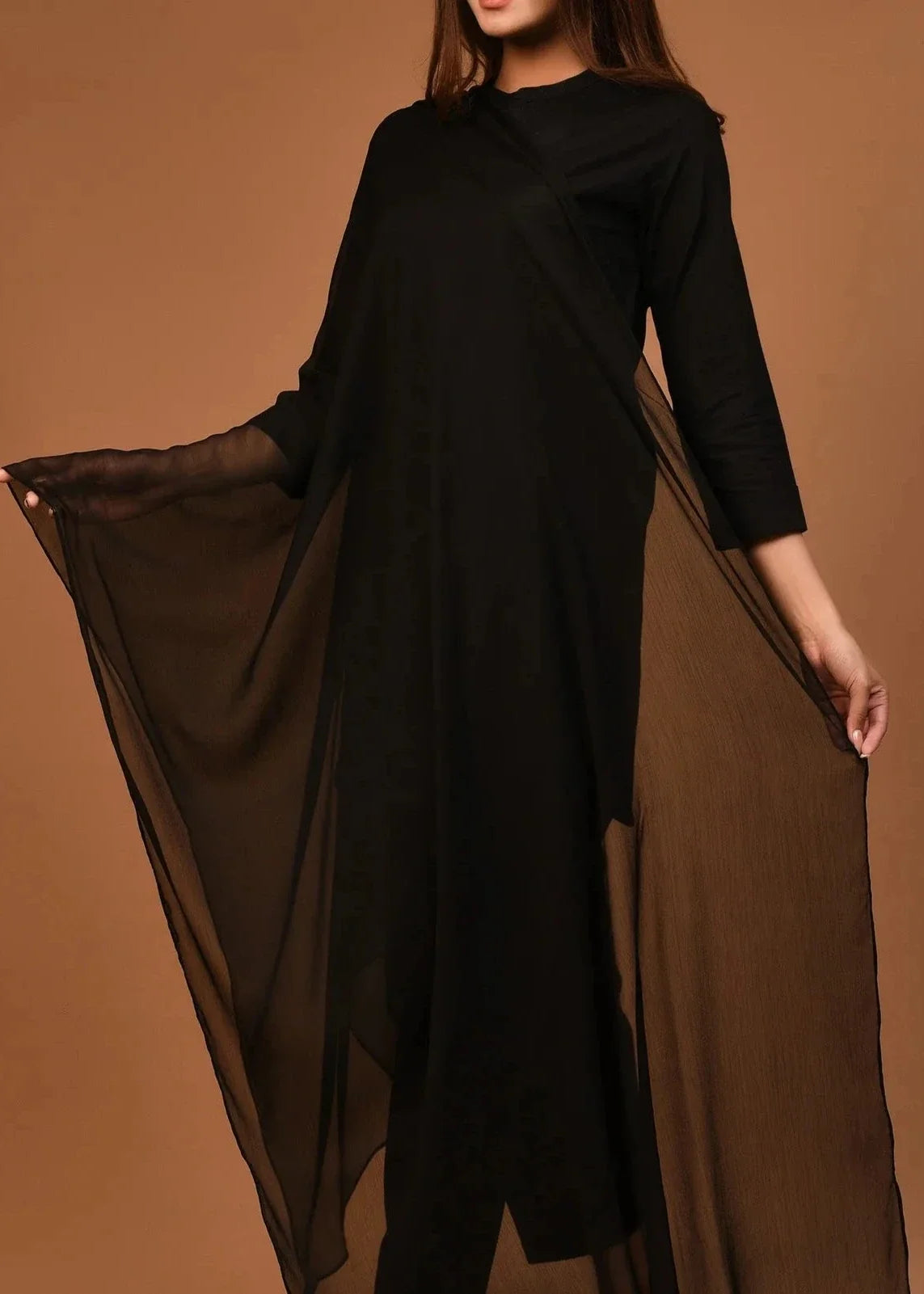 SMT S785-Dyed black chiffon dupatta