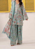 SMT S1367 - Printed & Embroidered 3pc Lawn Dress With Embroidered Sequence Chiffon Dupatta.