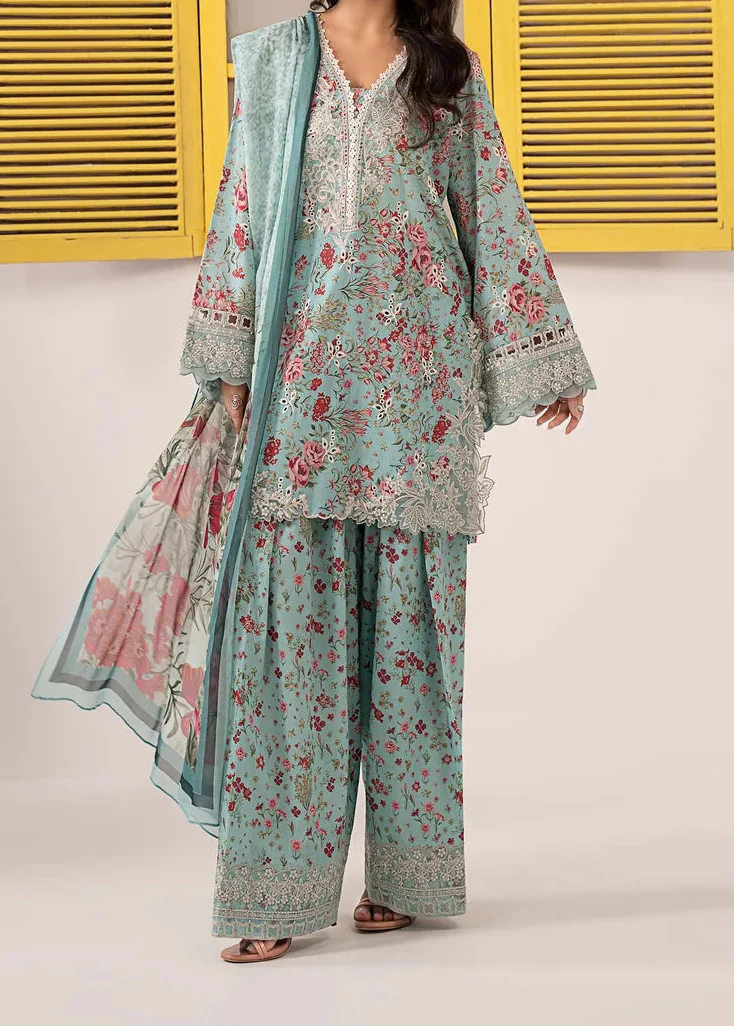 SMT S1367 - Printed & Embroidered 3pc Lawn Dress With Embroidered Sequence Chiffon Dupatta.