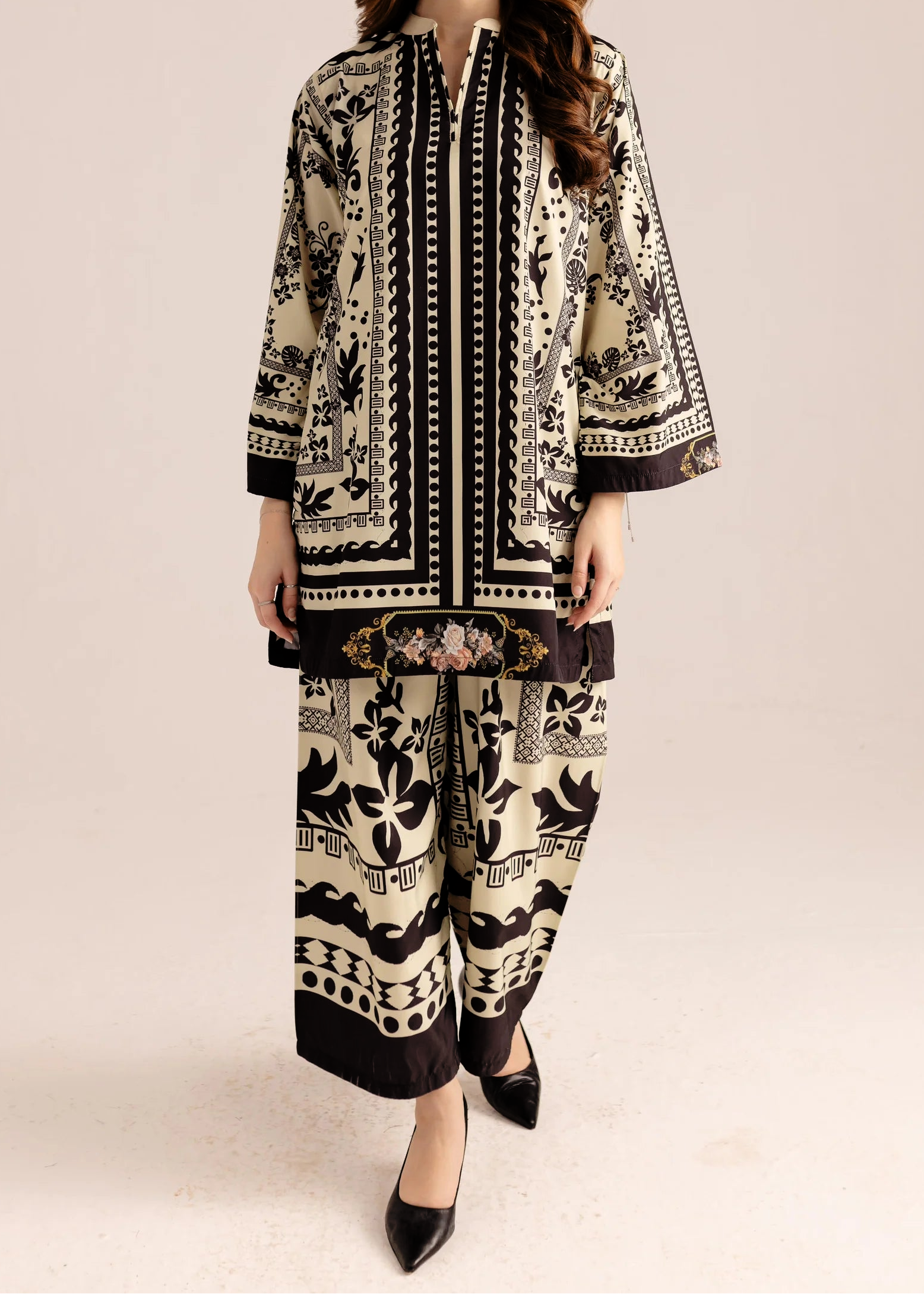 SMT W925 - Digital Printed 2pc Silk Dress.