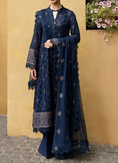 SMT S626-Embroidered 3pc lawn dress with Embroidered chiffon dupatta.