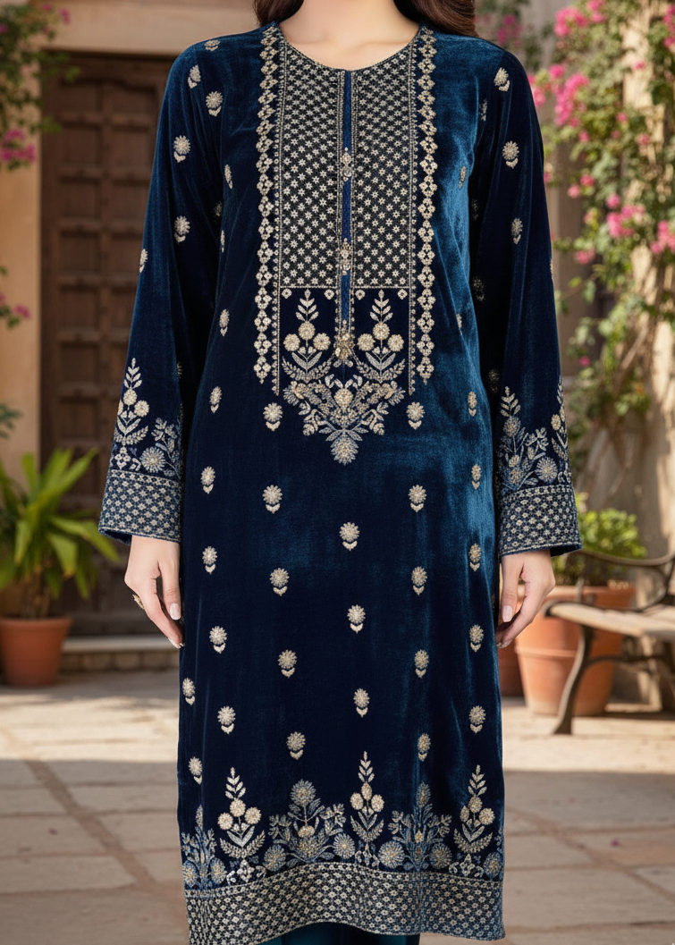 SMT W437- Embroidered Velvet Shirt