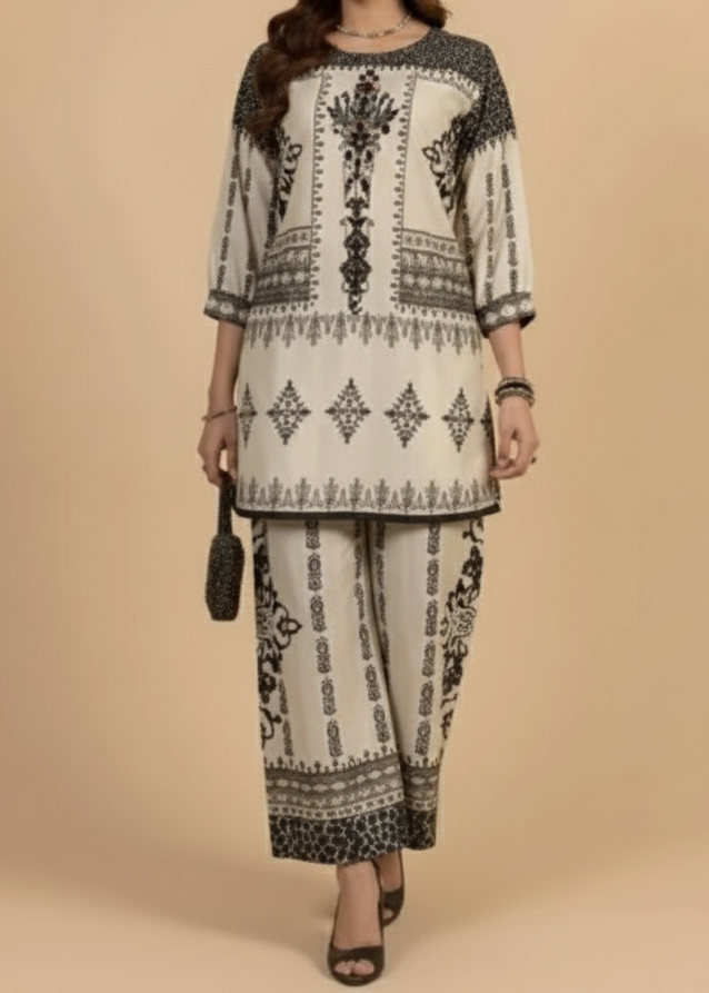 SMT W953- Digital Printed 2pc Karandi Dress.