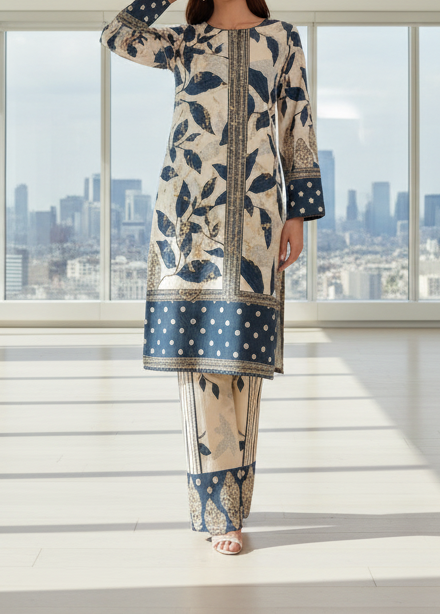 SMT W949- Digital Printed 2pc Karandi Dress.