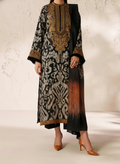SMT Z-(W762 ) - Stitched Printed & Embroidered 3pc Karandi Dress With Printed Karandi Shawl.
