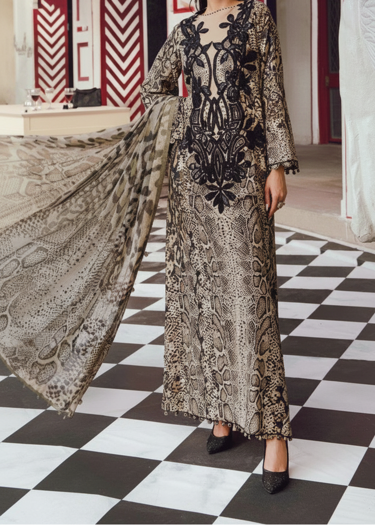 SMT W899 - Embroidered & Digital Printed 3pc Karandi Dress With Digital Printed Karandi Shawl.