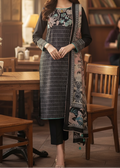 SMT Z-(W537)- Stitched Embroidered 3pc khaddar dress With Printed shawl.
