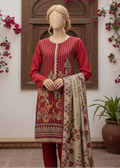 SMT W534-Embroidered 3pc khaddar dress With Printed shawl.