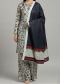SMT W969 - Digital Printed 3pc Karandi Dress With Digital Printed Karandi Shawl.