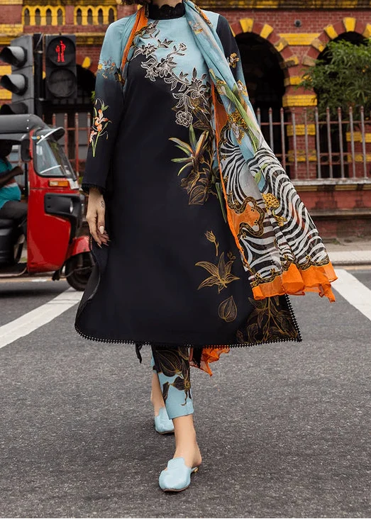 SMT W810 - Digital Printed 3pc Karandi Dress With Digital Printed Karandi Shawl.