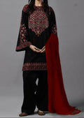 SMT W163-Embroidered 3pc Marina dress with marina shawl.