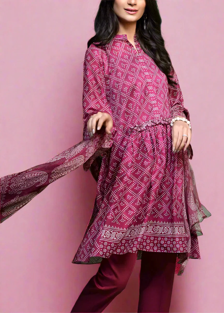 SMT S1049-Digital Printed 3pc Lawn Dress with Digital Printed Lawn Dupatta.
