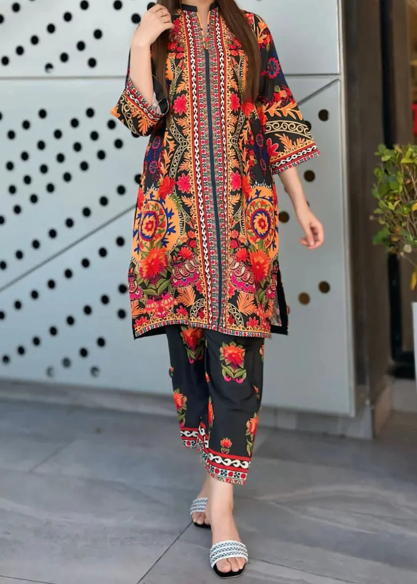 SMT W943- Digital Printed 2pc Karandi Dress.