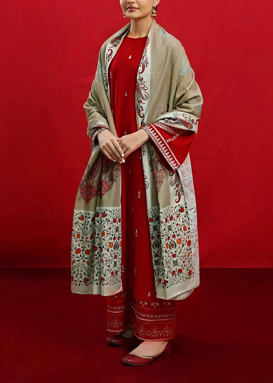 SMT S908-Embroidered 3PC Lawn Dress With Printed Munar Dupatta.