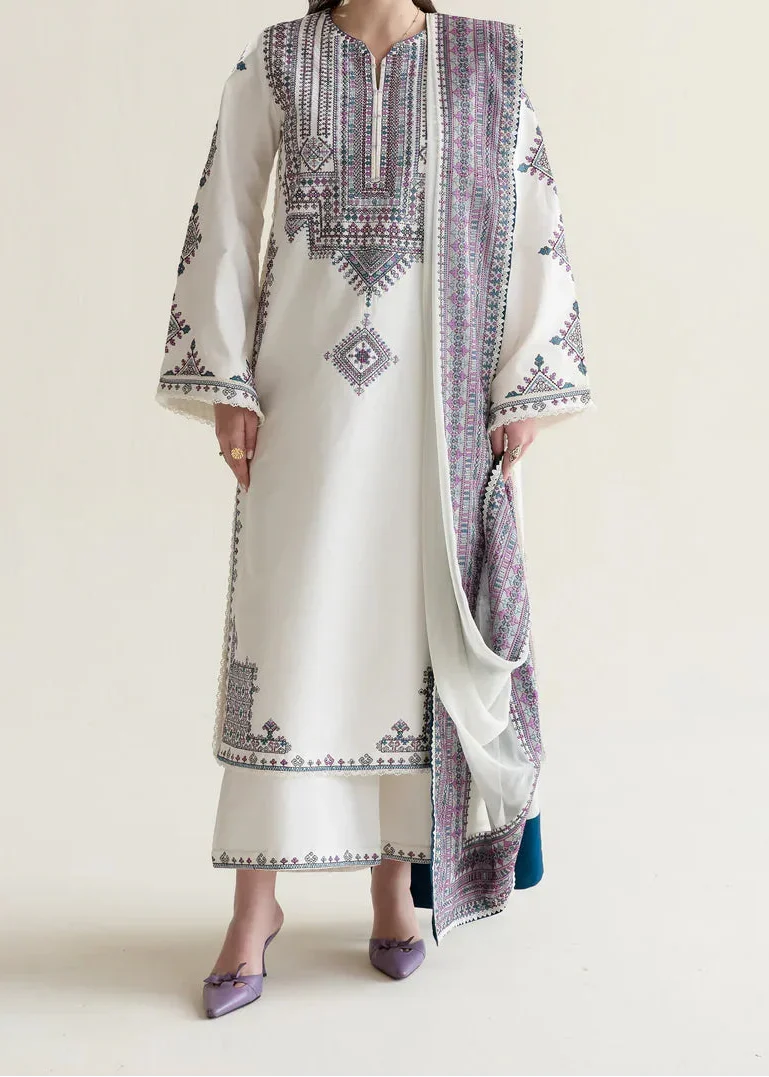 SMT Z-(S1425) - Stitched Embroidered 3pc Lawn Dress With Printed Lawn Dupatta.