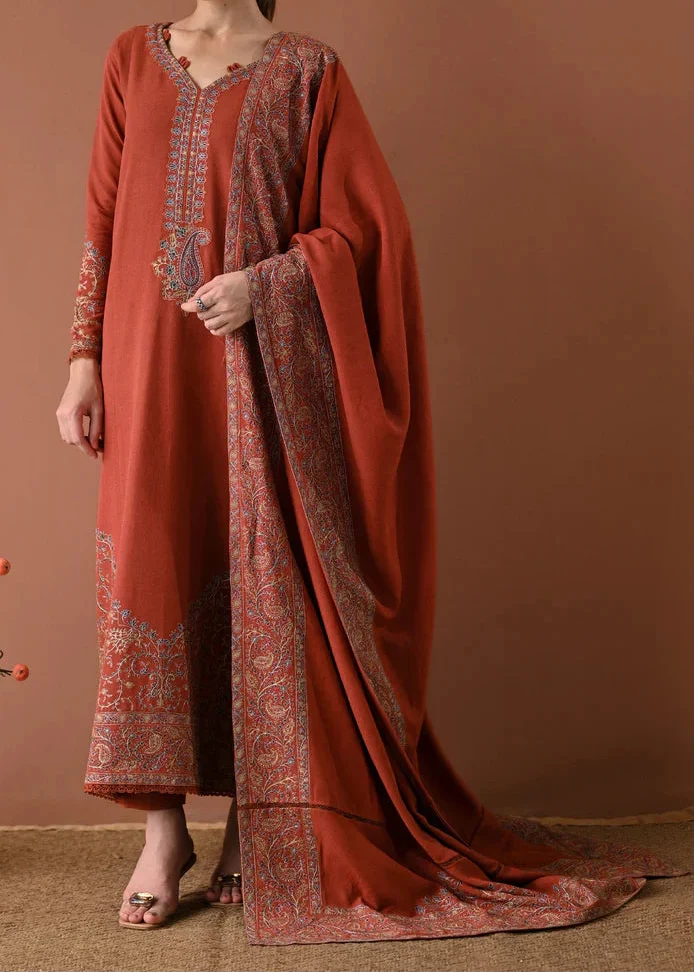 SMT W975-Embroidered 3pc Marina Dress With Embroidered Marina Shawl.