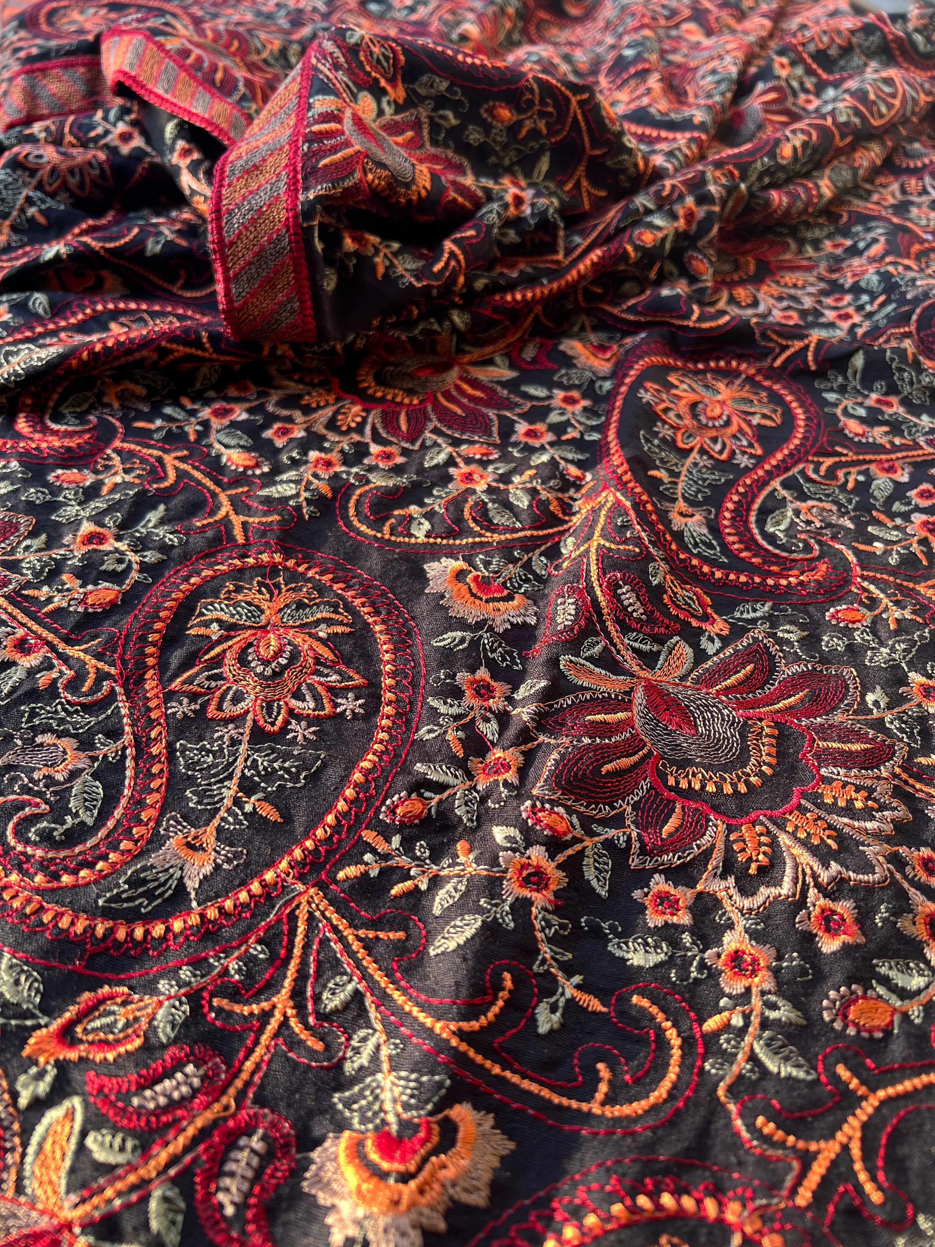 SMT 07 Black-Formal Heavy Embroidered Karandi shawl