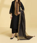 SMT S383 -Embroidered 3pc lawn dress with printed silk dupatta.