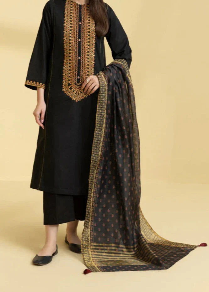 SMT W743-Embroidered 3pc Marina Dress With Printed Shawl.