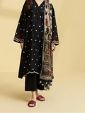 SMT Z-(W739) - Stitched Embroidered 3pc Marina Dress With Printed Shawl.