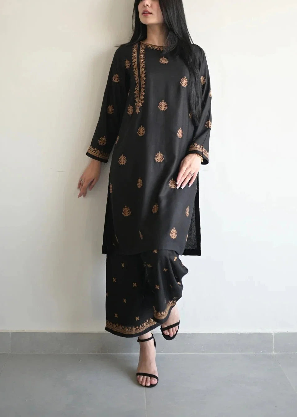 SMT W507-Embroidered 2pc khaddar dress.