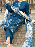 SMT Z-(W752) - Stitched Embroidered 3pc Marina Dress With Printed Shawl.