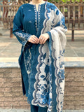 Grace S1002-Embroidered 3pc Lawn dress with Printed Munar Dupatta.