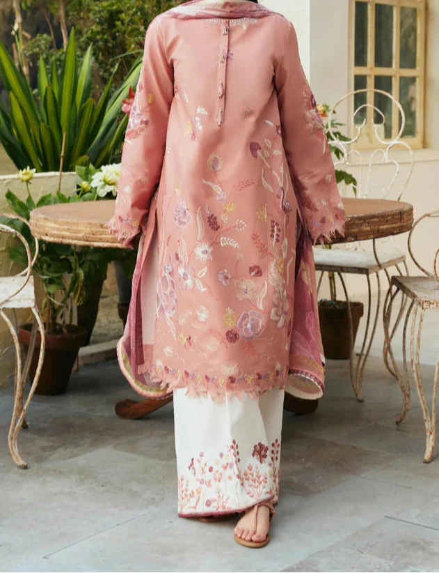 SMT S1221-Embroidered 3pc Lawn Dress With Printed Munar Dupatta.